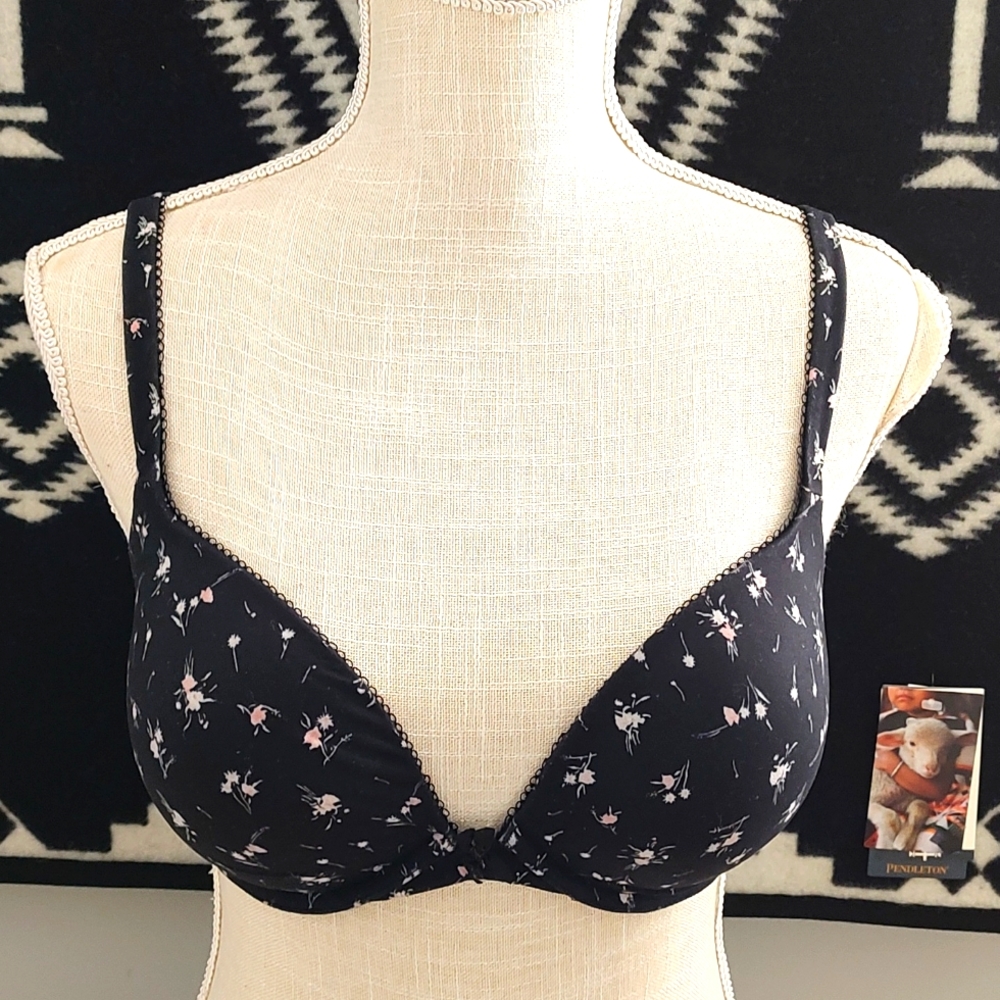 🖤 GUC Victoria's Secret T-shirt Floral Print Push Up Underwire Convertible Bra